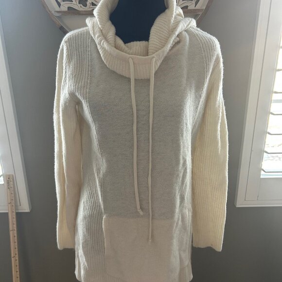 Athleta Sweater Cashmere Long Sleeve Smock Cowl Neck Hood Kangaroo Pocket SZM - Picture 4 of 8